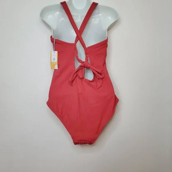 Women's Wide Ribbed Center Ring Medium Coverage One Piece Swimsuit  Kona Sol L - Picture 6 of 11